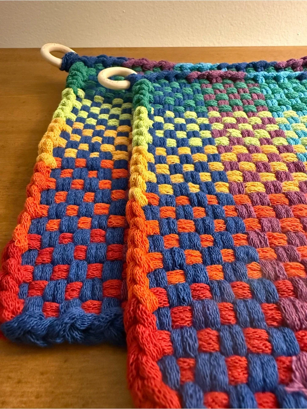 Handwoven Rainbow Cotton Pot Holders